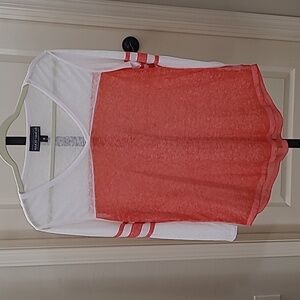 ALMOST FAMOUS V-Neck Varsity Orange And White Long Sleeve Top Size L